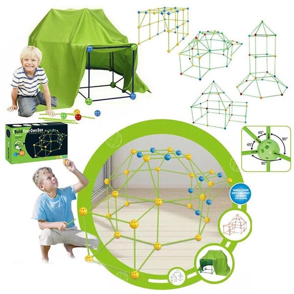 156PCS Luminous Build Your Own Den Set Children DIY Tent Kit DIY Play House Carousel 1