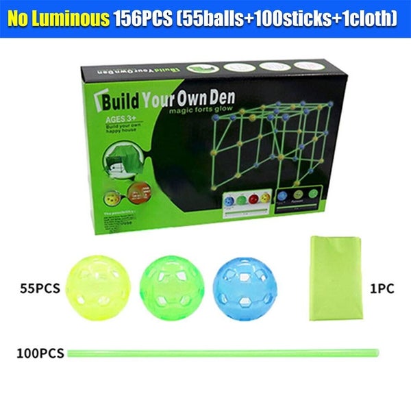 156PCS Luminous Build Your Own Den Set Children DIY Tent Kit DIY Play House Carousel 2