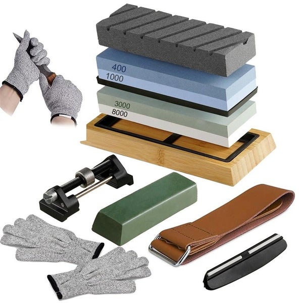 Knife Sharpening Stone Kit Kitchen Whetstone Sharpener Tool 400&1000&3000&8000 Carousel 1