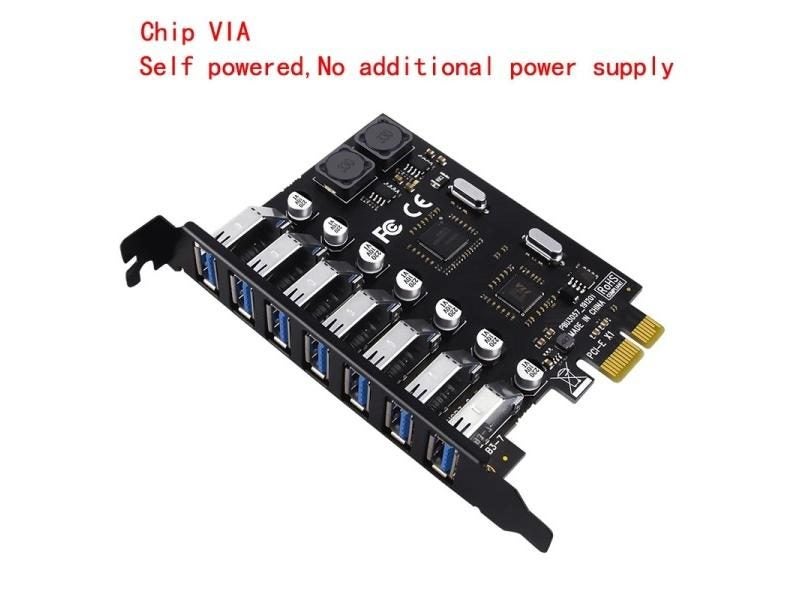USB 3.0 PCI-E Expansion Card Adapter 7 Ports USB 3.0 Hub Adapter External Carousel 1