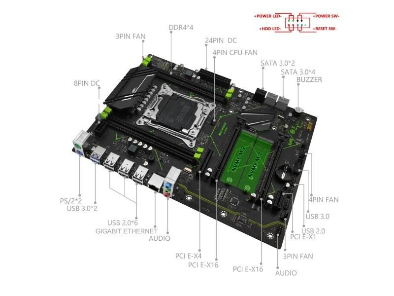 MACHINIST X99 Kit With LGA 2011-3 Xeon E5 2666 V3 16GB DDR4 ECC RAM Nvme M.2 Carousel 1