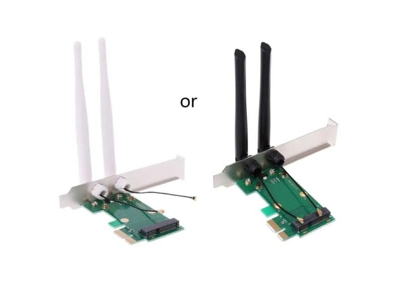 Wireless Network Card WiFi Mini PCI-E Express To PCI-E Adapter 2 Antenna Carousel 1