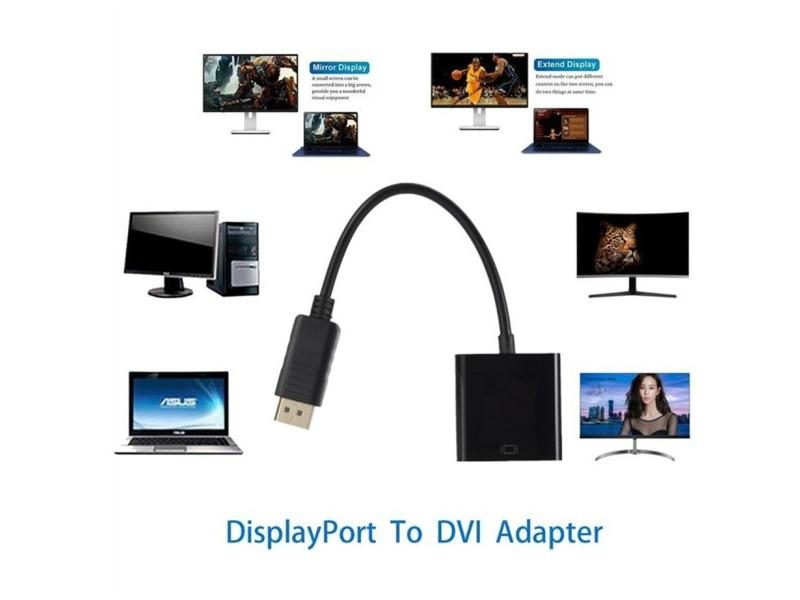 DisplayPort DP To DVI Cable Adapter HD 1080p Male To Female For PC Laptop HDTV Carousel 1