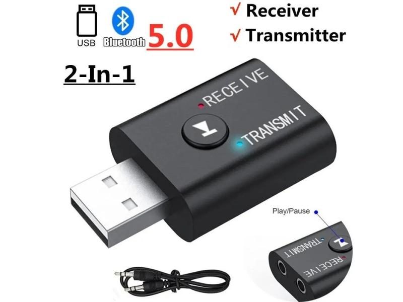 Bluetooth 5.0 Audio Transmitter Receiver 3.5mm AUX Jack RCA USB Dongle Stereo Carousel 2