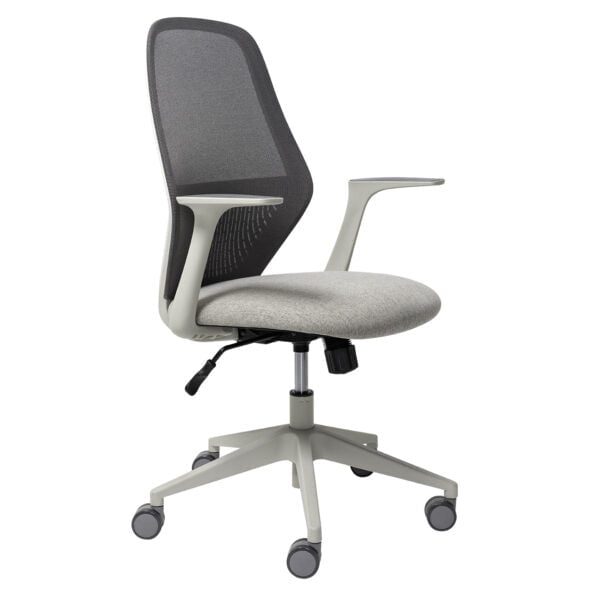 Mondo Soho Office Chair - Light Grey Mesh Back with Fabric Seat and Arm Rest Carousel 2