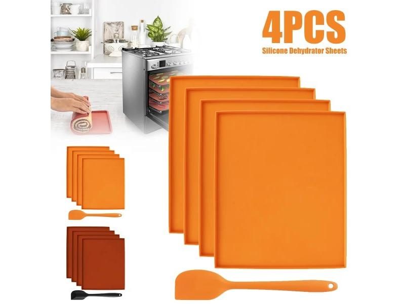 4PCS Silicone Dehydrator Sheets Dehydrator Mats With Edge For Fruit Leather Carousel 2