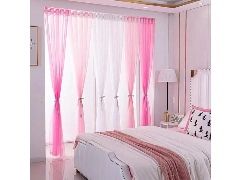Colorful Sheer Tulle Curtains 100% Polyester Solid Color Rod Pocket Curtain For Carousel 2
