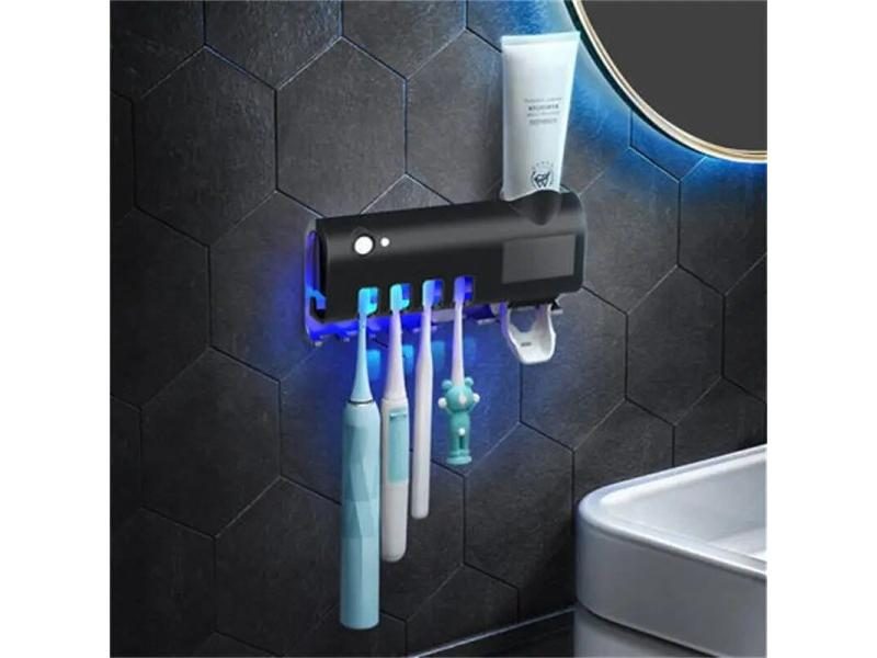 1pc Wall Mount Toothpaste Squeezer Toothbrush Holder Storage Rack Carousel 1