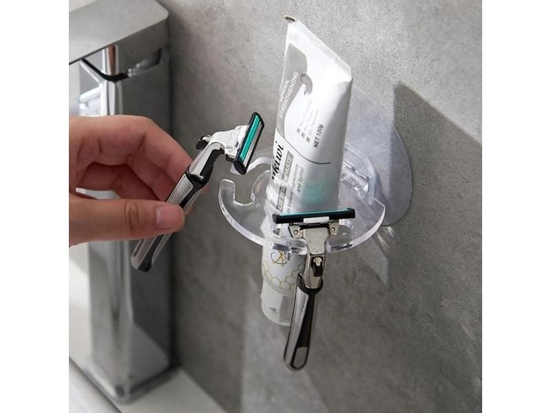 Punch-free Wall-mounted Toothbrush Toothpaste Storage Rack Bathroom Accessories Carousel 2