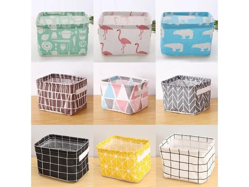 Foldable Storage Box Dormitory Sundries Storage Box Household Cotton Linen Carousel 2