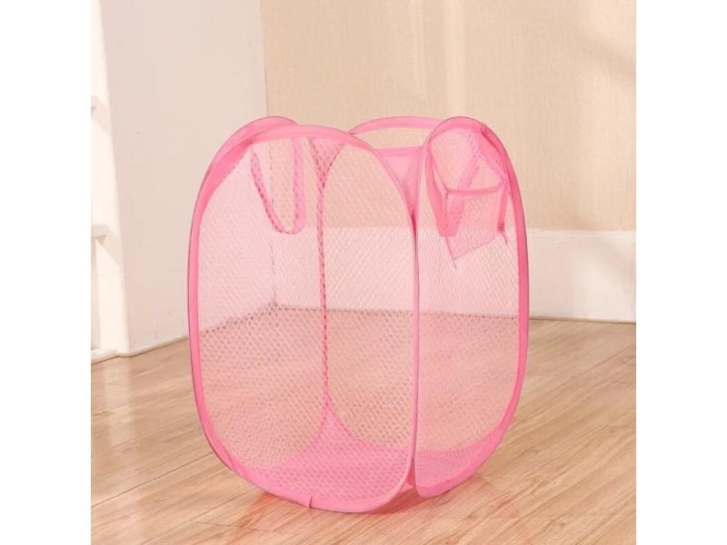 Folding Laundry Storage Basket For Dirty Clothes Nylon Mesh Color Net Laundry Carousel 1
