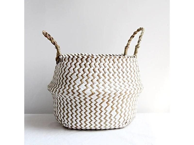Home Cestas Mimbre Striped Wicker Laundry Basket Handmade Collapsible Carousel 2