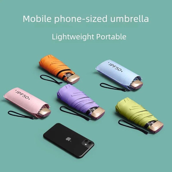 Mini Portable Women's Umbrella Uv Flat Five Fold Sunshade Sun Carousel 4