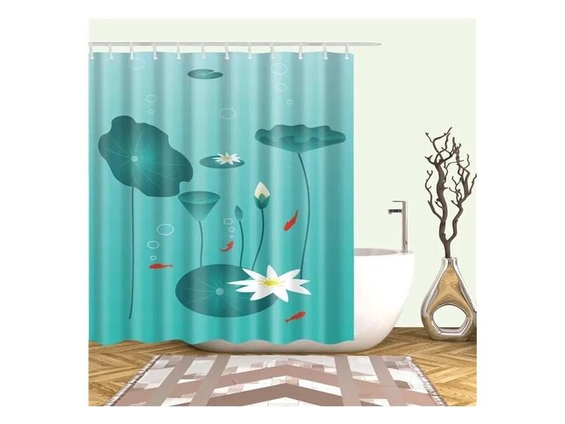 Colorful Floral Printed Waterproof Polyester Shower Curtain 180x180cm With Carousel 1
