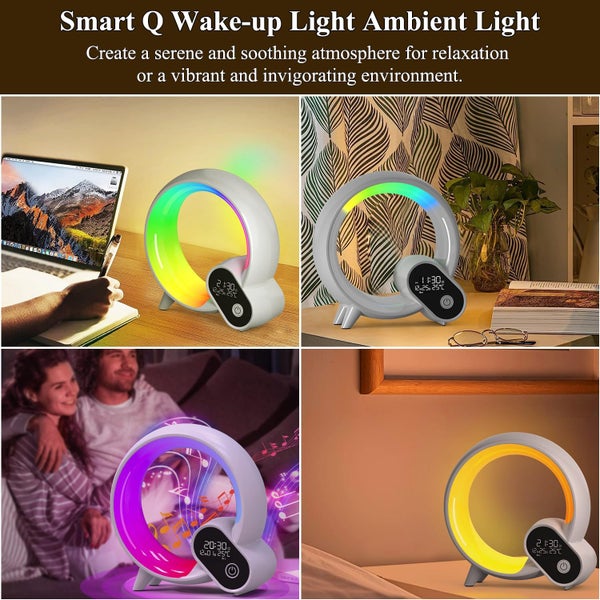 Bedside Lamp Dimmable LED Night Light Wake Up Light Bluetooth Speaker White Carousel 2