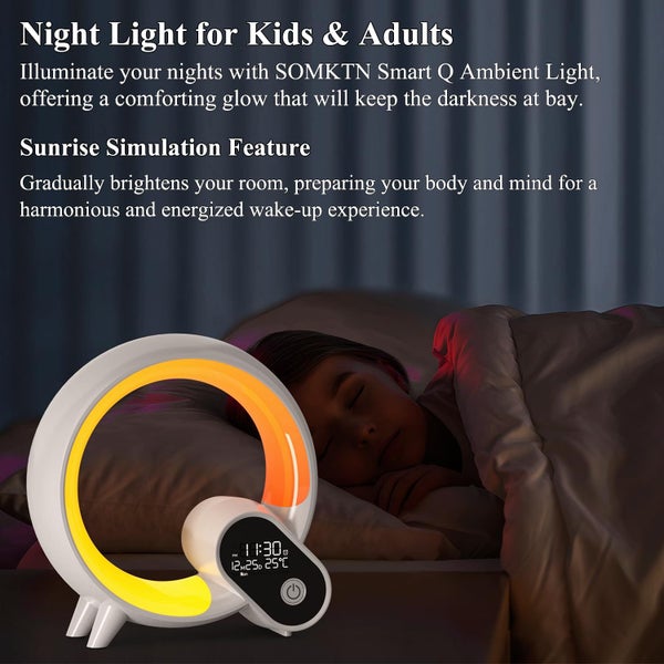 Bedside Lamp Dimmable LED Night Light Wake Up Light Bluetooth Speaker White Carousel 7