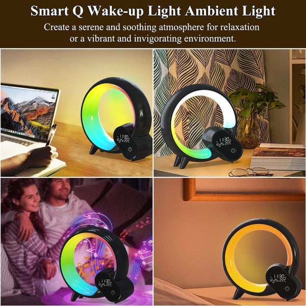 Bedside Lamp Dimmable LED Night Light Wake Up Light Bluetooth Speaker Black Carousel 2