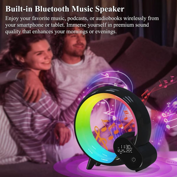 Bedside Lamp Dimmable LED Night Light Wake Up Light Bluetooth Speaker Black Carousel 7
