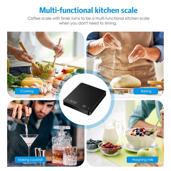 Digital Kitchen Scale with Timer Electronic Scale 3kg/0.1g Coffee Scale Carousel 7