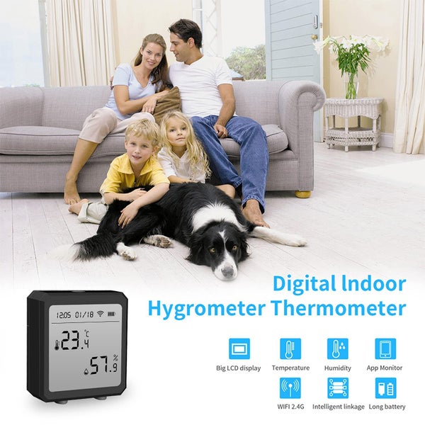 Tuya WiFi Temperature Humidity Sensor Indoor Hygrometer Thermometer Black Carousel 2