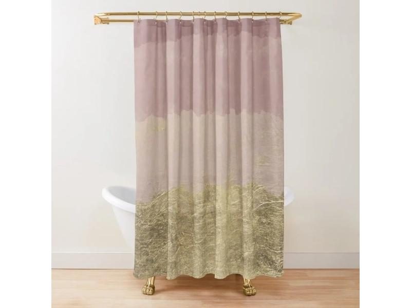 Sage Green Watercolor Ombre Shower Curtain Bathroom Fabric Polyester Waterproof Carousel 1
