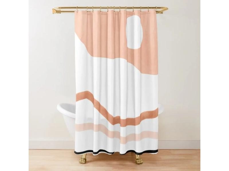 Sage Green Watercolor Ombre Polyester Shower Curtain With 12 Hooks Carousel 1