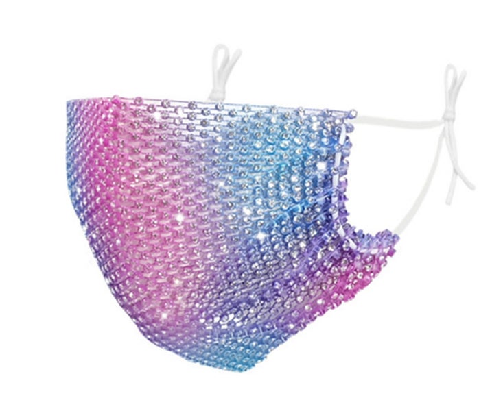 M41 5pcs Gradient Blue-Purple Nightclub Party Bling Face Masks for Women Carousel 1
