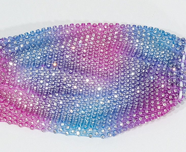 M41 5pcs Gradient Blue-Purple Nightclub Party Bling Face Masks for Women Carousel 2