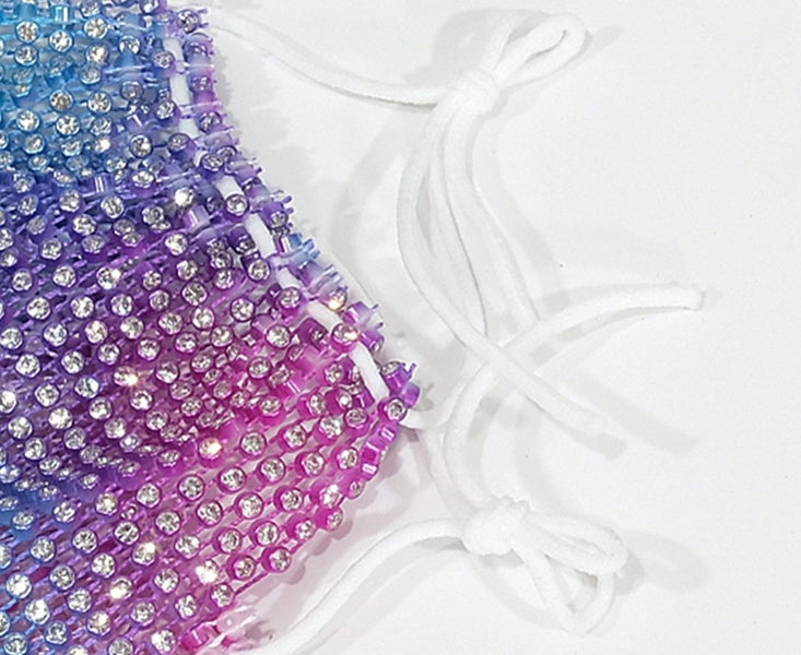 M41 5pcs Gradient Blue-Purple Nightclub Party Bling Face Masks for Women Carousel 3
