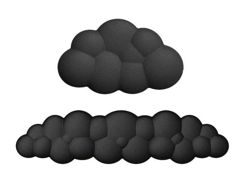 2Pcs Ergonomic Cloud Wrist Rest Keyboard Mouse Wrist Pad Wrist Support - Black Carousel 2