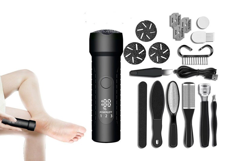 10Pcs Rechargeable Foot Callus Remover Water-Resistant Foot File Pedicure -Black Carousel 1