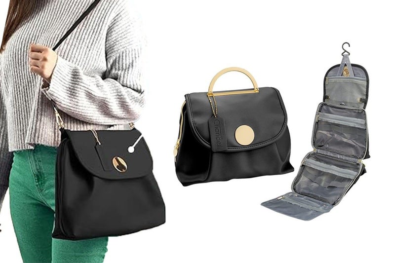 Large Capacity Water-resistant Toiletry Bag Travel Bag with Hanging Hook - Black Carousel 1