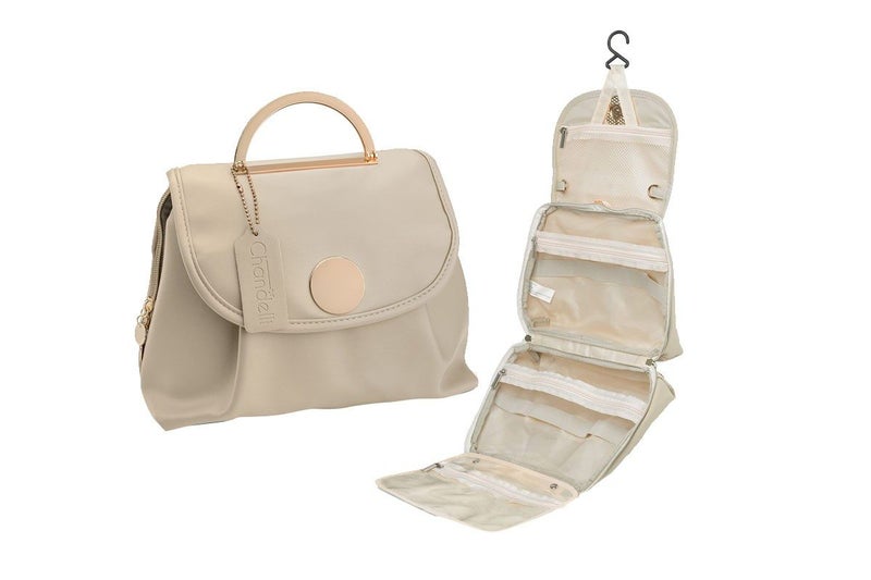 Large Capacity Water-resistant Toiletry Bag Travel Bag with Hanging Hook - Beige Carousel 2