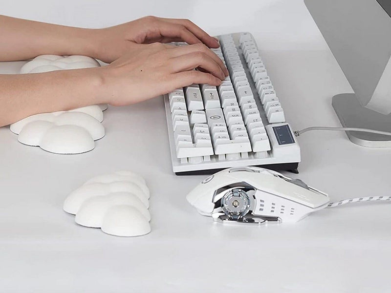 2Pcs Ergonomic Cloud Wrist Rest Keyboard Mouse Wrist Pad Wrist Support - White Carousel 4
