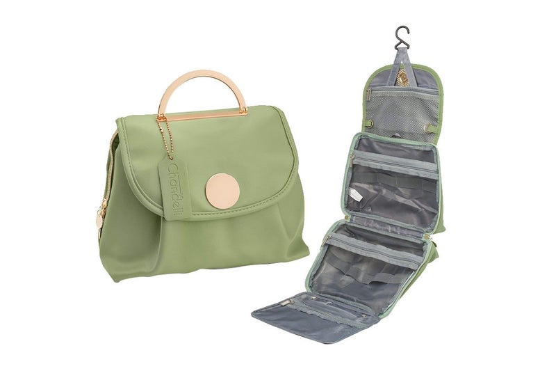 Large Capacity Water-resistant Toiletry Bag Travel Bag with Hanging Hook - Green Carousel 2