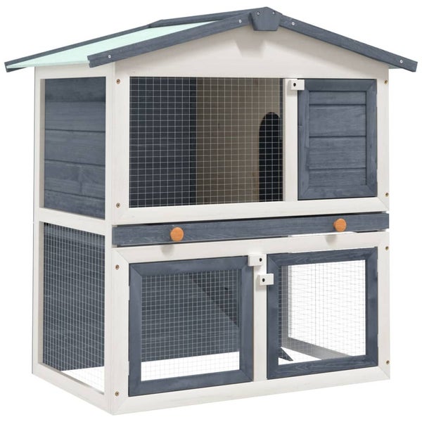 Outdoor Rabbit Hutch 3 Doors Wood Small Animal Cages & Hutches Carousel 1