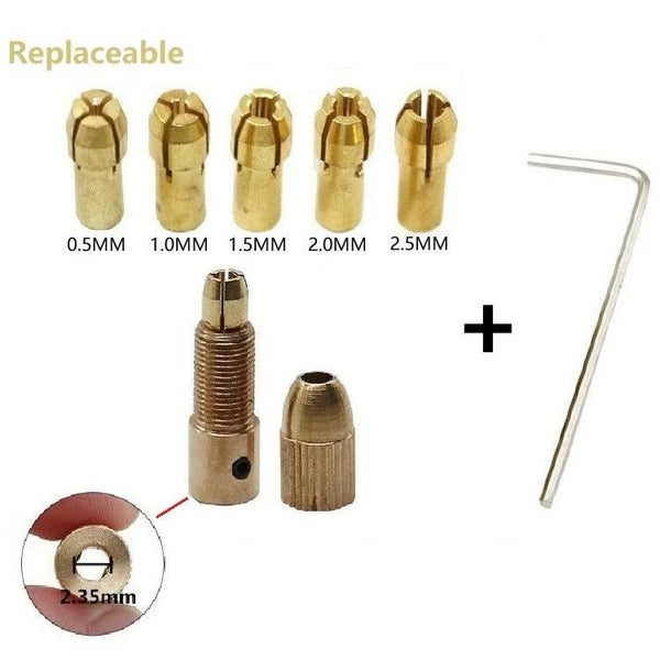 0.5-3mm Mini Drill Chucks Micro Collet Brass W/Wrench Adapter Household E CHK29M Carousel 14