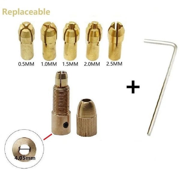 0.5-3mm Mini Drill Chucks Micro Collet Brass W/Wrench Adapter Household E CHK29M Carousel 1