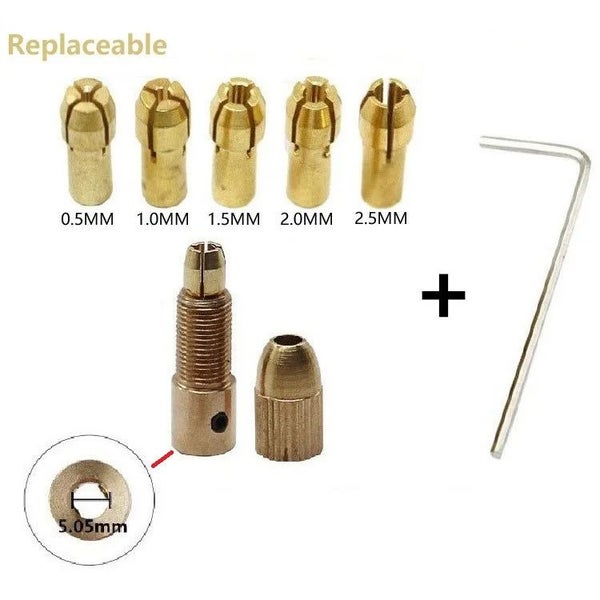 0.5-3mm Mini Drill Chucks Micro Collet Brass W/Wrench Adapter Household E CHK29M Carousel 2