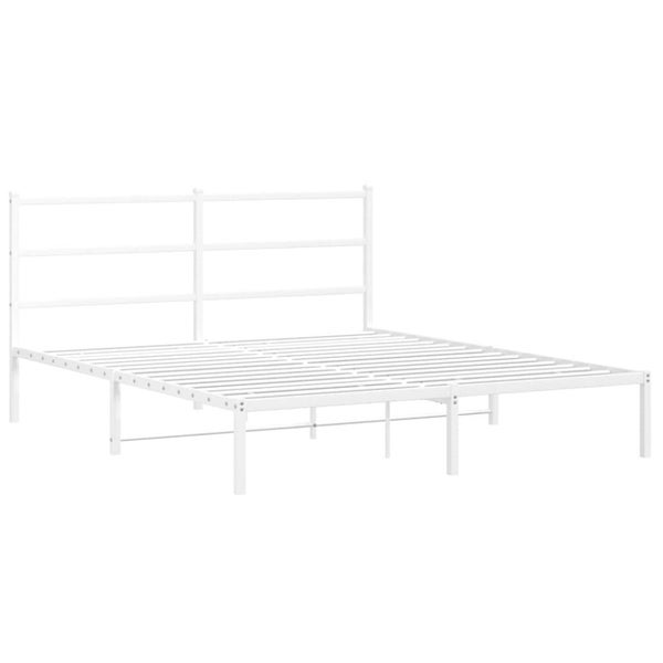 Queen Size Metal Bed Frame with Headboard white 150x200 Cm Tppaol Carousel 17