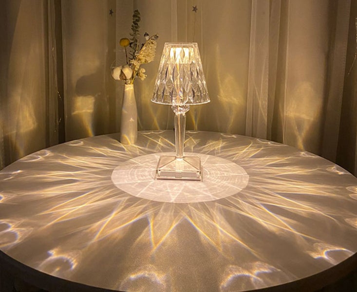 C86 2000mah 3 Color Crystal Table Lamp Bedroom Romantic Warm Atmosphere Light Carousel 4