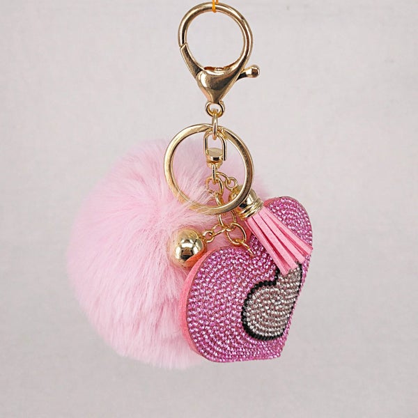 Cute Tassels Plush Ball Keychain Cute Rabbit Hair Pompom Keyring Loving CHK29M Carousel 1