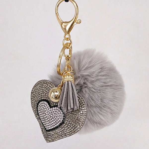 Cute Tassels Plush Ball Keychain Cute Rabbit Hair Pompom Keyring Loving CHK29M Carousel 2