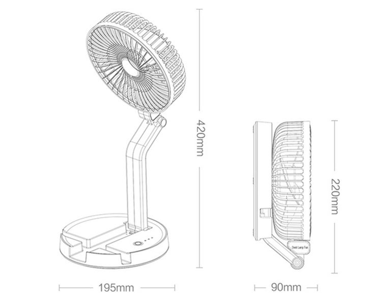 F02 Folding Wall-mounted Desktop Small Fan with Table Lamp USB Cooling Equipment Carousel 4