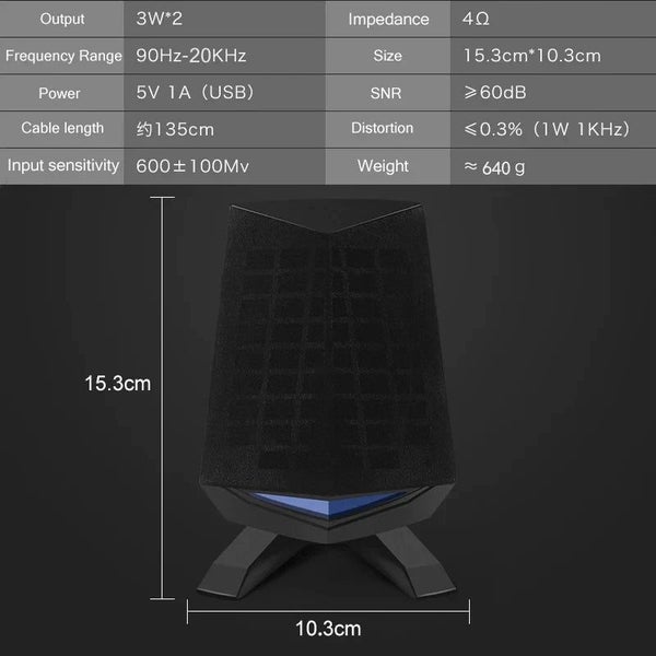 1 Pair Wired Computer Speakers USB AUX Bass Reinforcement PC Speaker for CHK29M Carousel 6