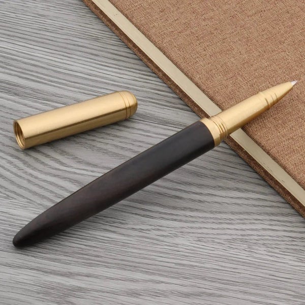 High Quality Copper WOOD RollerBall Pen brass Ebony spinning Red gold BAL CHK29M Carousel 1