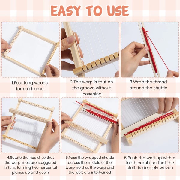 Wooden Weaving Loom Starter Kit Hand-Woven DIY Woven Set Household Tapest CHK29M Carousel 11