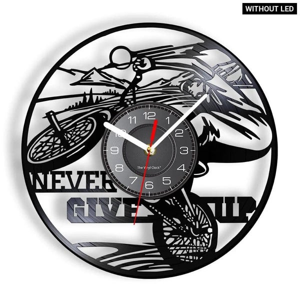 Never Give Up Cycling Vinyl Clock Carousel 1