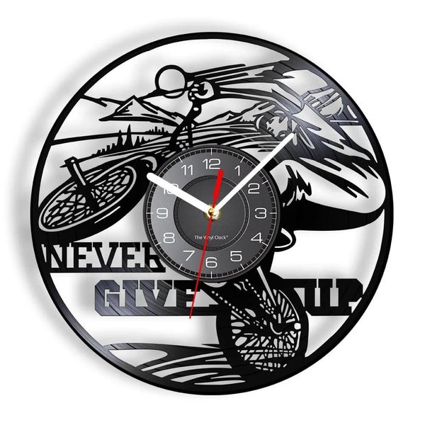Never Give Up Cycling Vinyl Clock Carousel 2