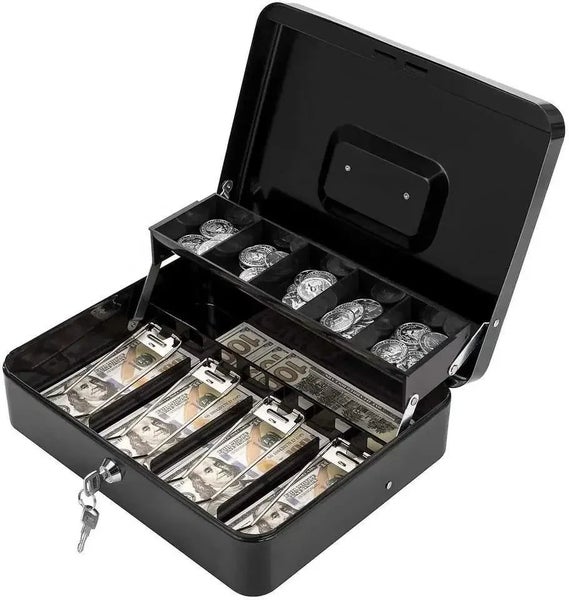 Cash Box with Money Tray and Key Lock Tiered Cantilever Design 4 Bill / 5 CHK29M Carousel 1
